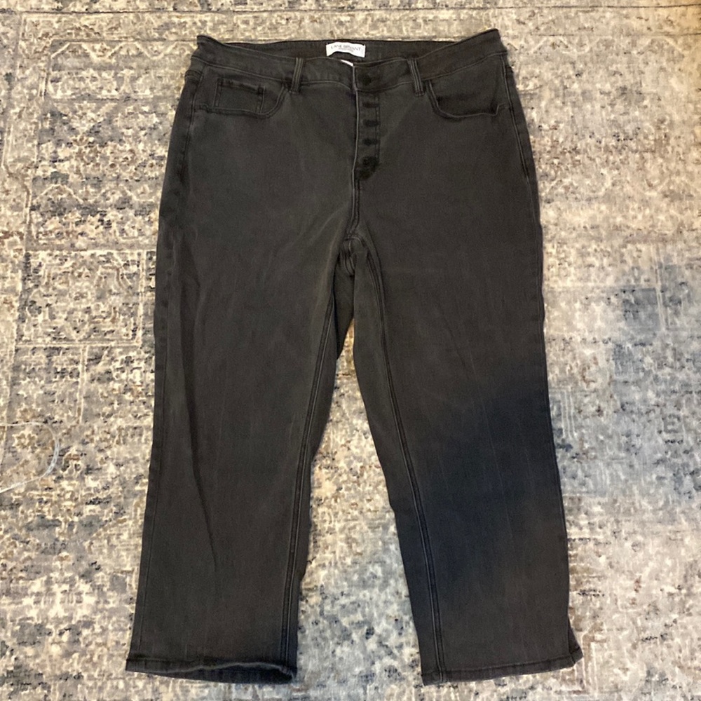 Lane Bryant high-rise, straight leg, crop, grey (faded black) jeans EUC  size 18